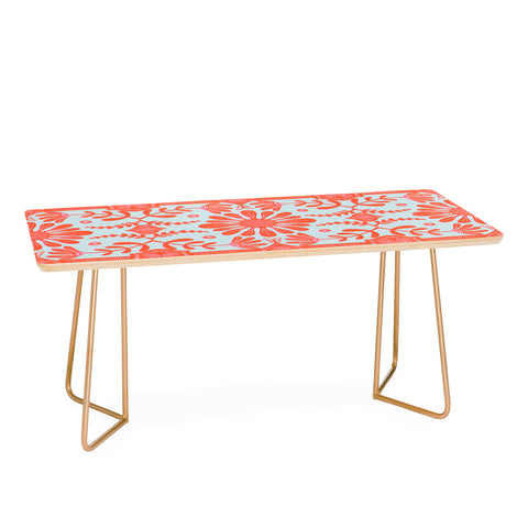 Sewzinski Boho Florals Red and Icy Blue Coffee Table