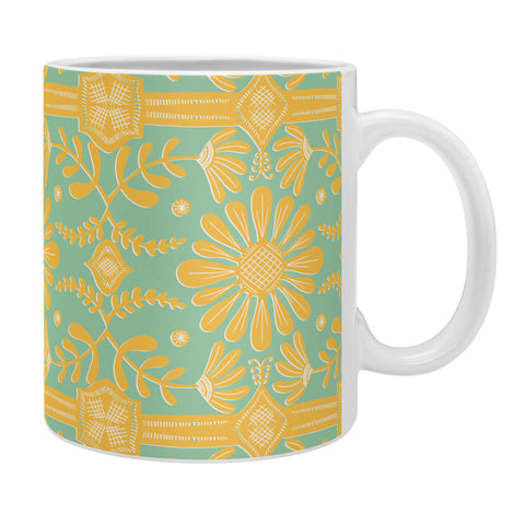 Sewzinski Boho Florals Yellow and Sage Coffee Mug