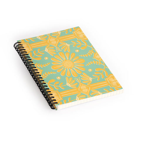 Sewzinski Boho Florals Yellow and Sage Spiral Notebook