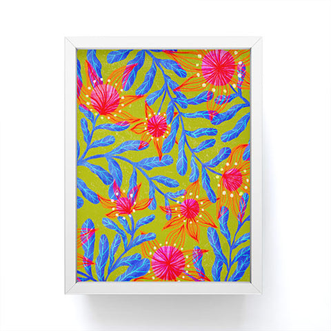 Sewzinski Bright Flowers on Green Framed Mini Art Print