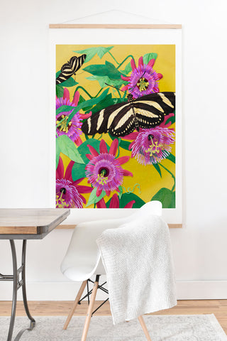 Sewzinski Butterflies on Passion Flowers Art Print And Hanger
