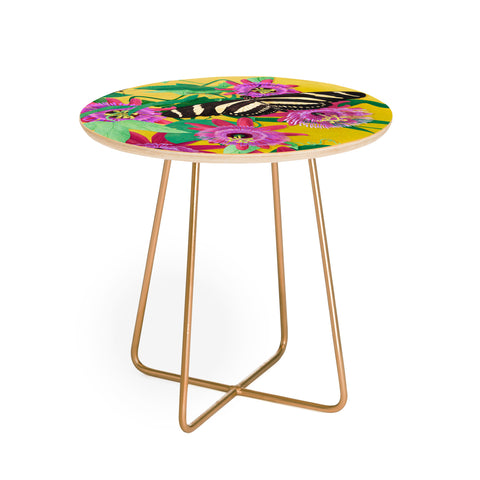 Sewzinski Butterflies on Passion Flowers Round Side Table