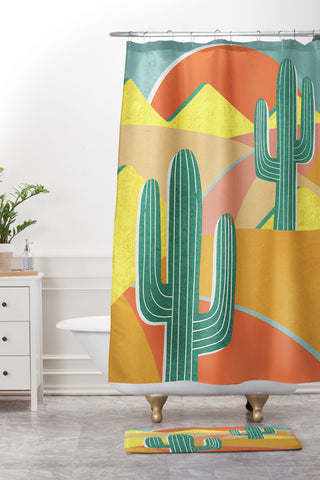 Sewzinski Cactus Road Shower Curtain And Mat
