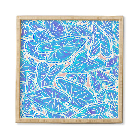 Sewzinski Caladium Leaves in Blue Framed Wall Art
