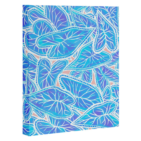 Sewzinski Caladium Leaves in Blue Art Canvas