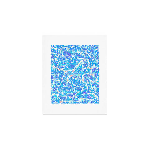 Sewzinski Caladium Leaves in Blue Art Print