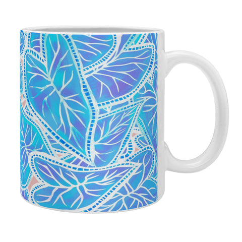 Sewzinski Caladium Leaves in Blue Coffee Mug