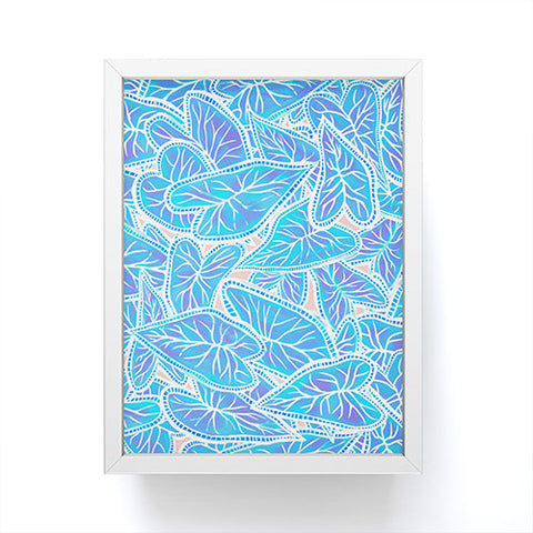 Sewzinski Caladium Leaves in Blue Framed Mini Art Print