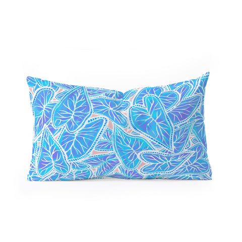 Sewzinski Caladium Leaves in Blue Oblong Throw Pillow