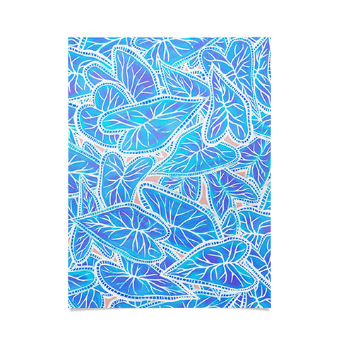 Sewzinski Caladium Leaves in Blue Poster