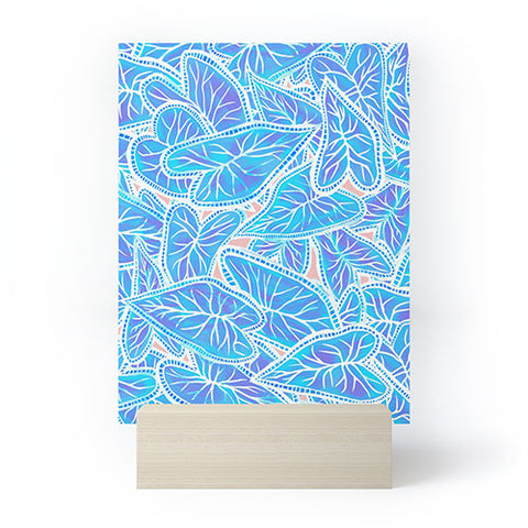 Sewzinski Caladium Leaves in Blue Mini Art Print