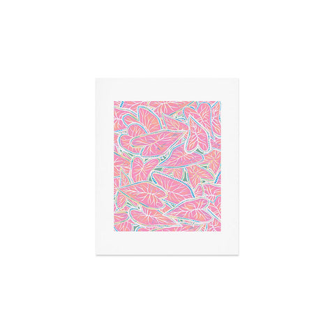 Sewzinski Caladium Leaves in Pink Art Print