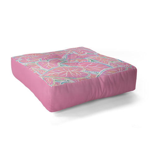 Sewzinski Caladium Leaves in Pink Floor Pillow Square