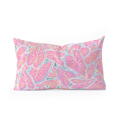 Sewzinski Caladium Leaves in Pink Oblong Throw Pillow