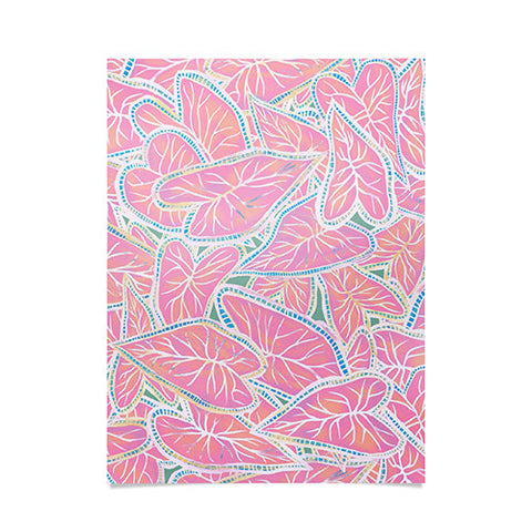 Sewzinski Caladium Leaves in Pink Poster
