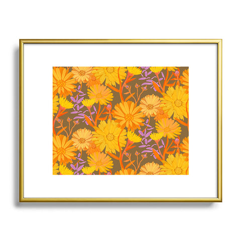 Sewzinski Calendula Floral Pattern Metal Framed Art Print