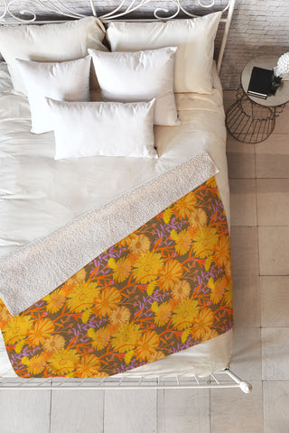 Sewzinski Calendula Floral Pattern Fleece Throw Blanket