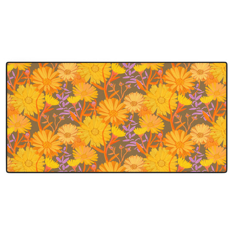 Sewzinski Calendula Floral Pattern Desk Mat