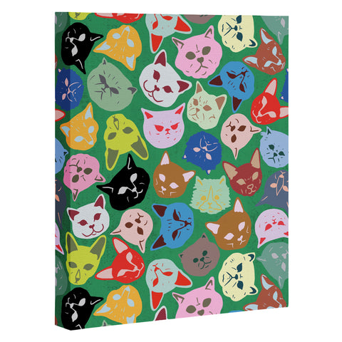 Sewzinski Cat Heads Pattern Art Canvas