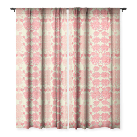 Sewzinski Chrysanthemum in Pink Sheer Window Curtain