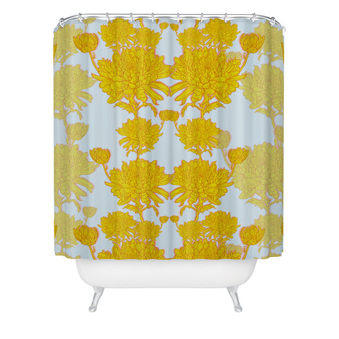 Sewzinski Chrysanthemum in Yellow Shower Curtain