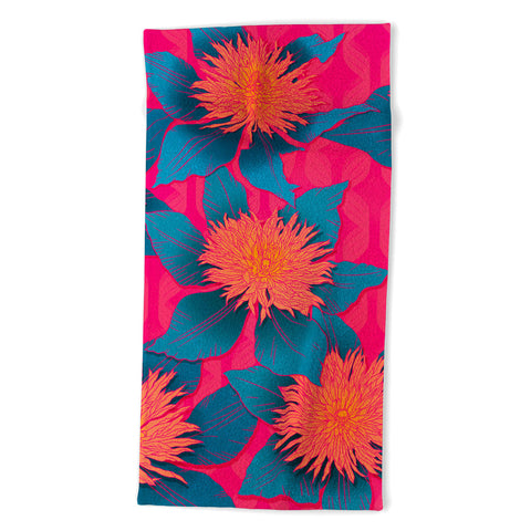 Sewzinski Clematis Flowers Beach Towel