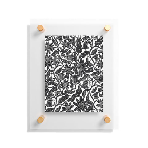 Sewzinski Climbing Flowers Black White Floating Acrylic Print