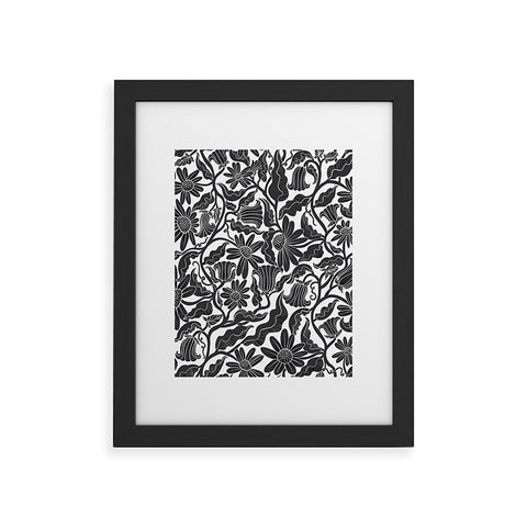 Sewzinski Climbing Flowers Black White Framed Art Print