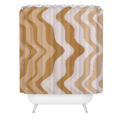 Sewzinski Coffee and Cream Waves Shower Curtain
