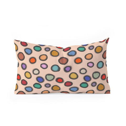 Sewzinski Colorful Dots on Apricot Oblong Throw Pillow