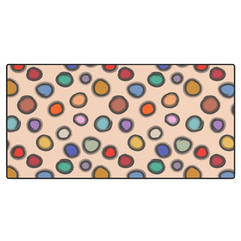 Sewzinski Colorful Dots on Apricot Desk Mat