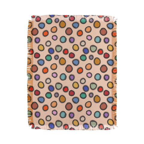 Sewzinski Colorful Dots on Apricot Throw Blanket