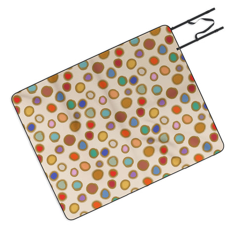 Sewzinski Colorful Dots on Cream Picnic Blanket