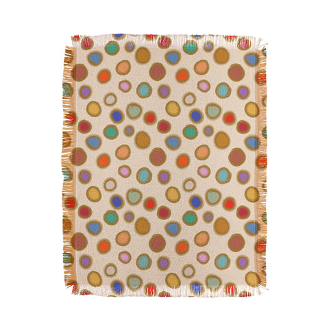 Sewzinski Colorful Dots on Cream Throw Blanket