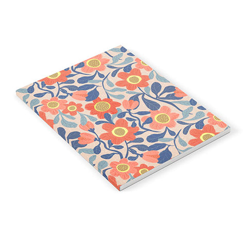 Sewzinski Coral Pink and Blue Flowers Notebook