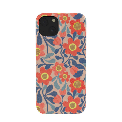 Sewzinski Coral Pink and Blue Flowers Phone Case