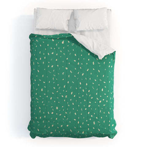 Sewzinski Cream Dots on Jungle Green Comforter
