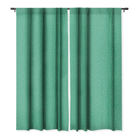 Sewzinski Cream Dots on Jungle Green Blackout Window Curtain