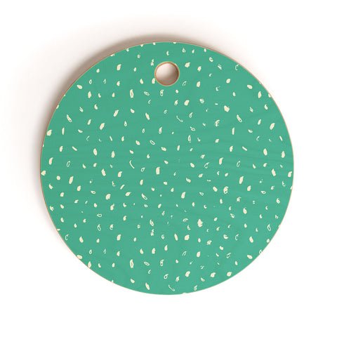 Sewzinski Cream Dots on Jungle Green Cutting Board Round
