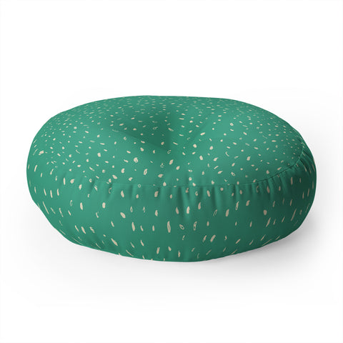 Sewzinski Cream Dots on Jungle Green Floor Pillow Round