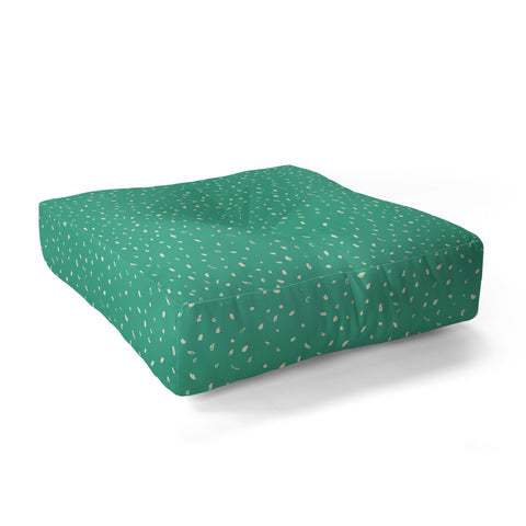 Sewzinski Cream Dots on Jungle Green Floor Pillow Square
