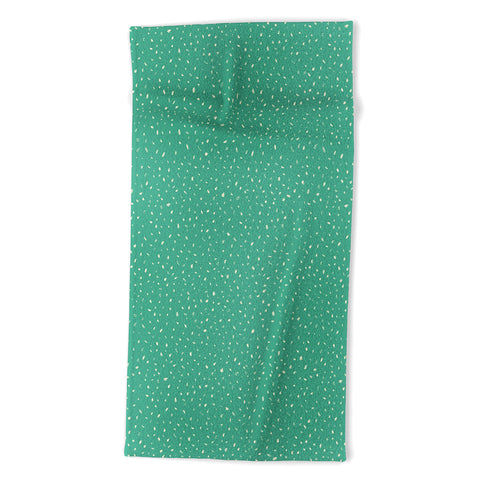 Sewzinski Cream Dots on Jungle Green Beach Towel