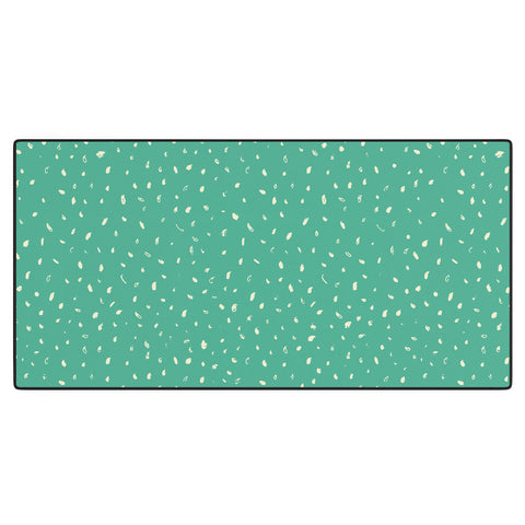 Sewzinski Cream Dots on Jungle Green Desk Mat