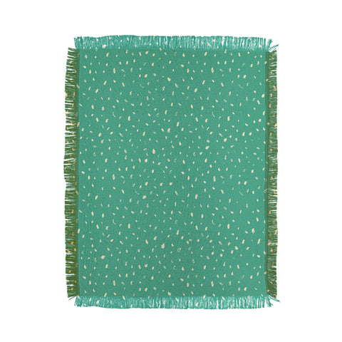 Sewzinski Cream Dots on Jungle Green Throw Blanket