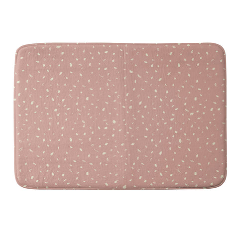 Sewzinski Cream Dots on Rose Pink Memory Foam Bath Mat