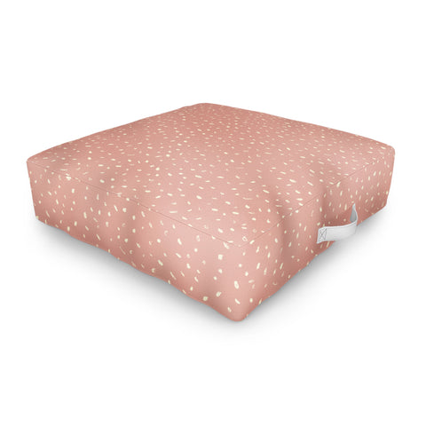 Sewzinski Cream Dots on Rose Pink Outdoor Floor Cushion