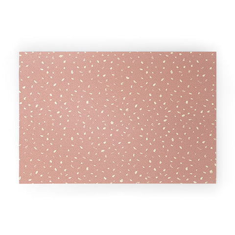 Sewzinski Cream Dots on Rose Pink Welcome Mat