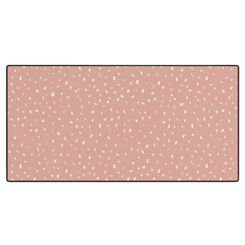Sewzinski Cream Dots on Rose Pink Desk Mat