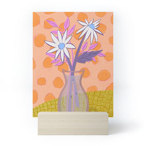 Sewzinski Daisies on Orange Mini Art Print
