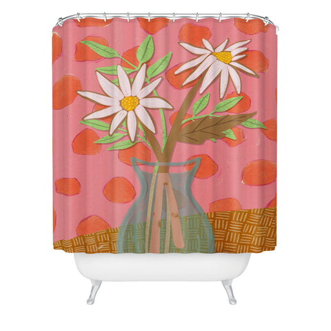 Sewzinski Daisies on Pink Shower Curtain